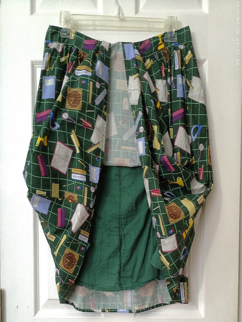 ModCloth Dark Green A-Line Skirt with Schoolhouse Print - Picture 3 of 3